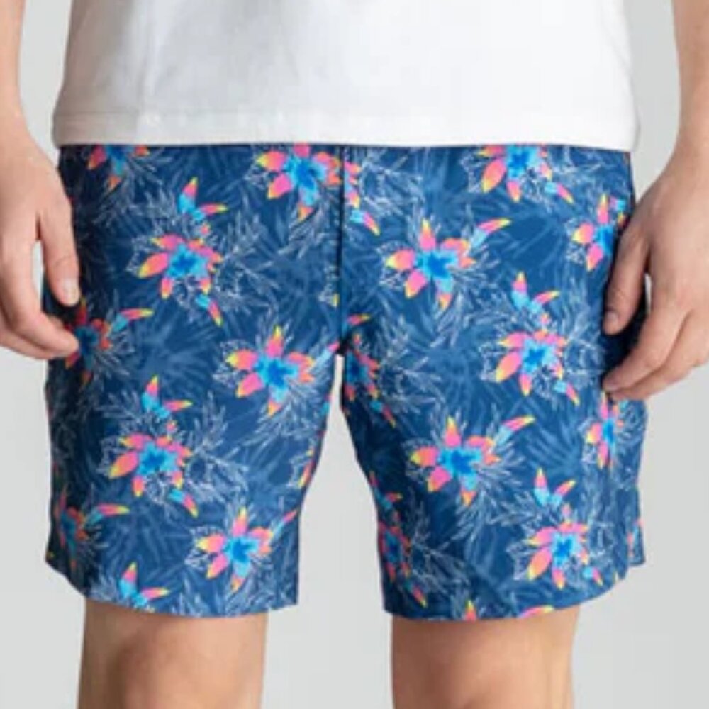 Birddogs Gym Shorts - Blue & Pink Floral – XL Short Fit, Liner Built-In